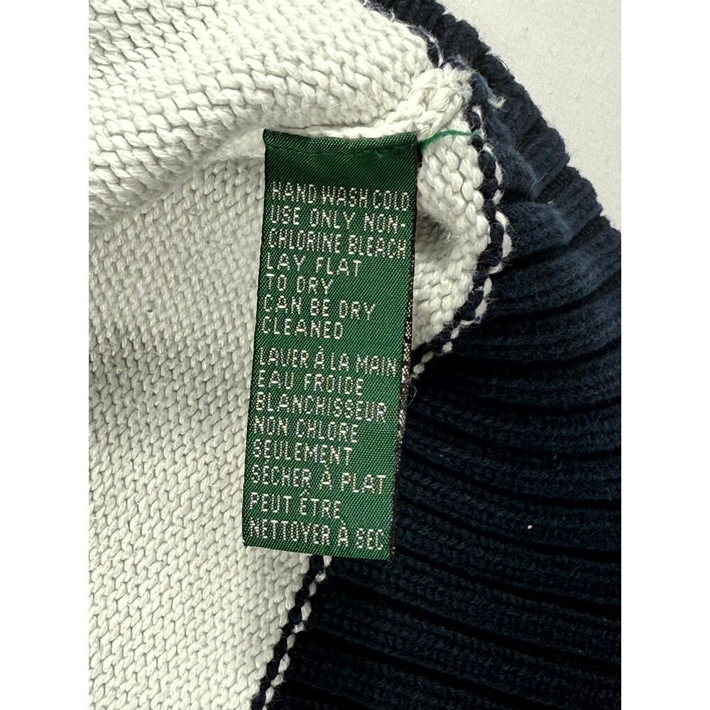 Lauren Ralph Lauren Womens Large Striped Navy Blue & White 1/4 Zip - Picture 4 of 10